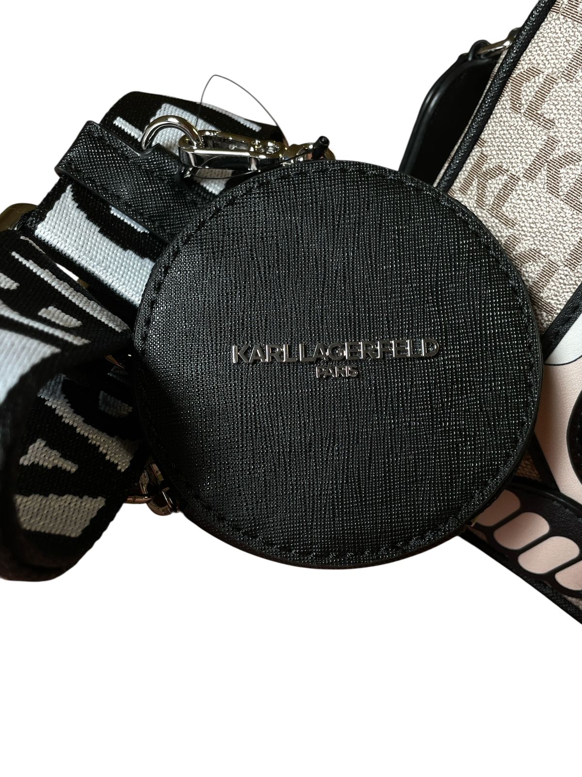 KARL LAGERFELD CROSSBODY CON MONEDERO. NEGRO/BEIGE