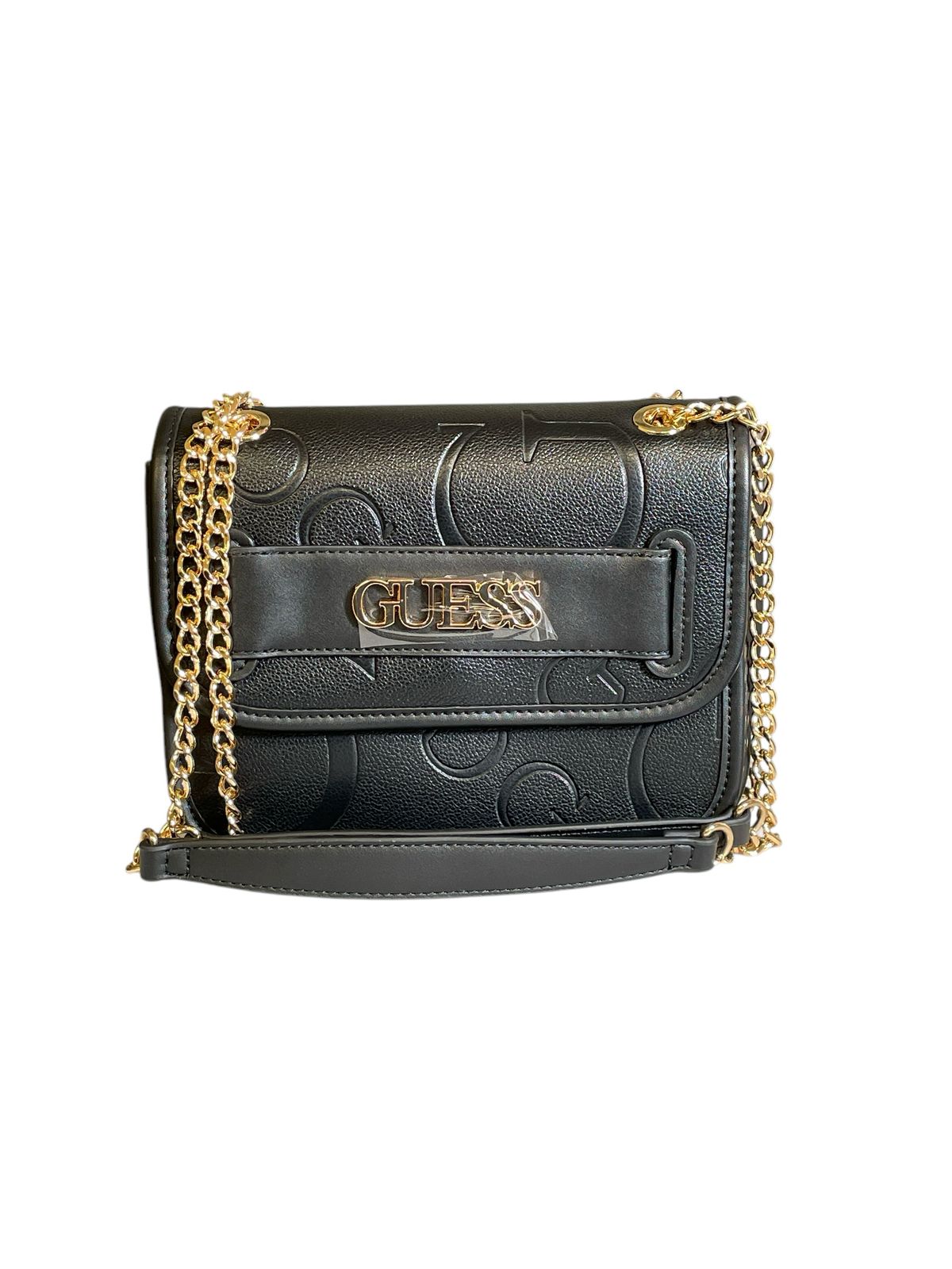 BOLSO GUESS NEGRA CON CADENA DORADA - ELEGANCIA Y ESTILO