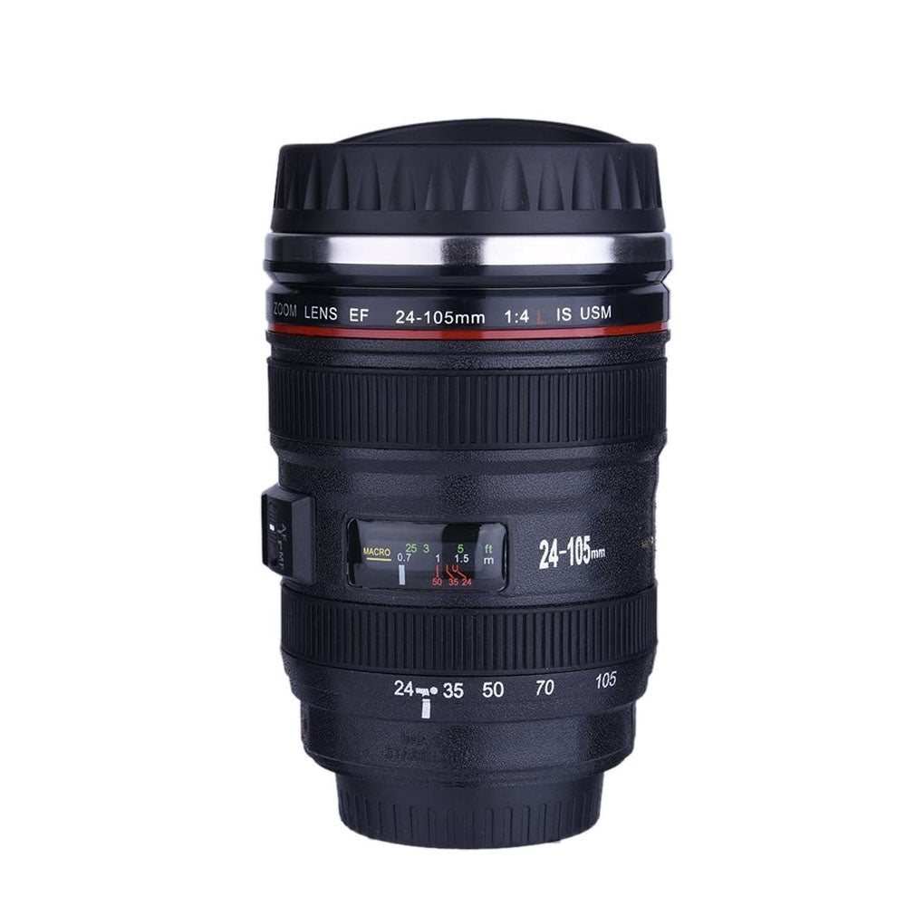 Termo en forma de lente de cámara reflex