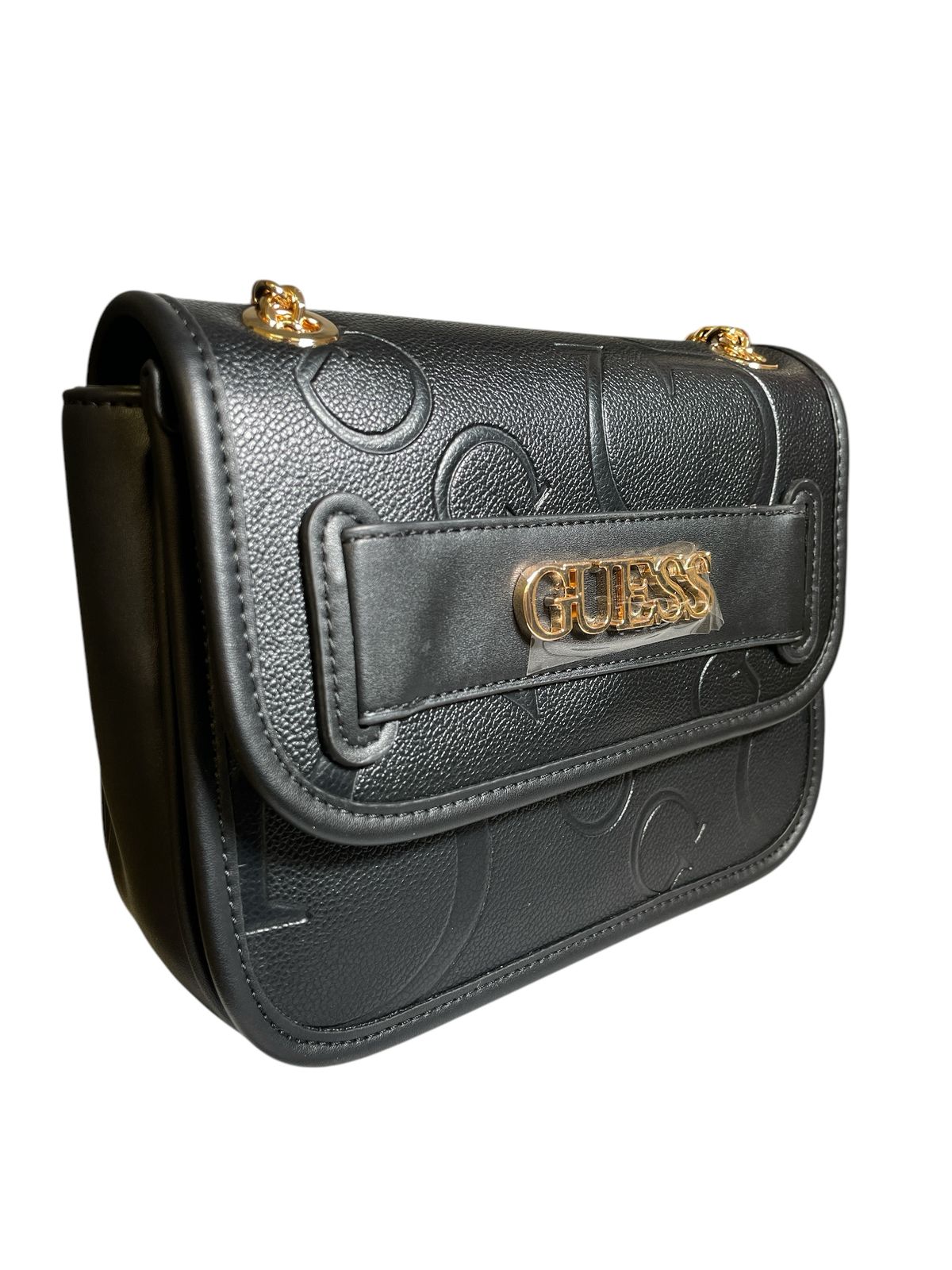 BOLSO GUESS NEGRA CON CADENA DORADA - ELEGANCIA Y ESTILO