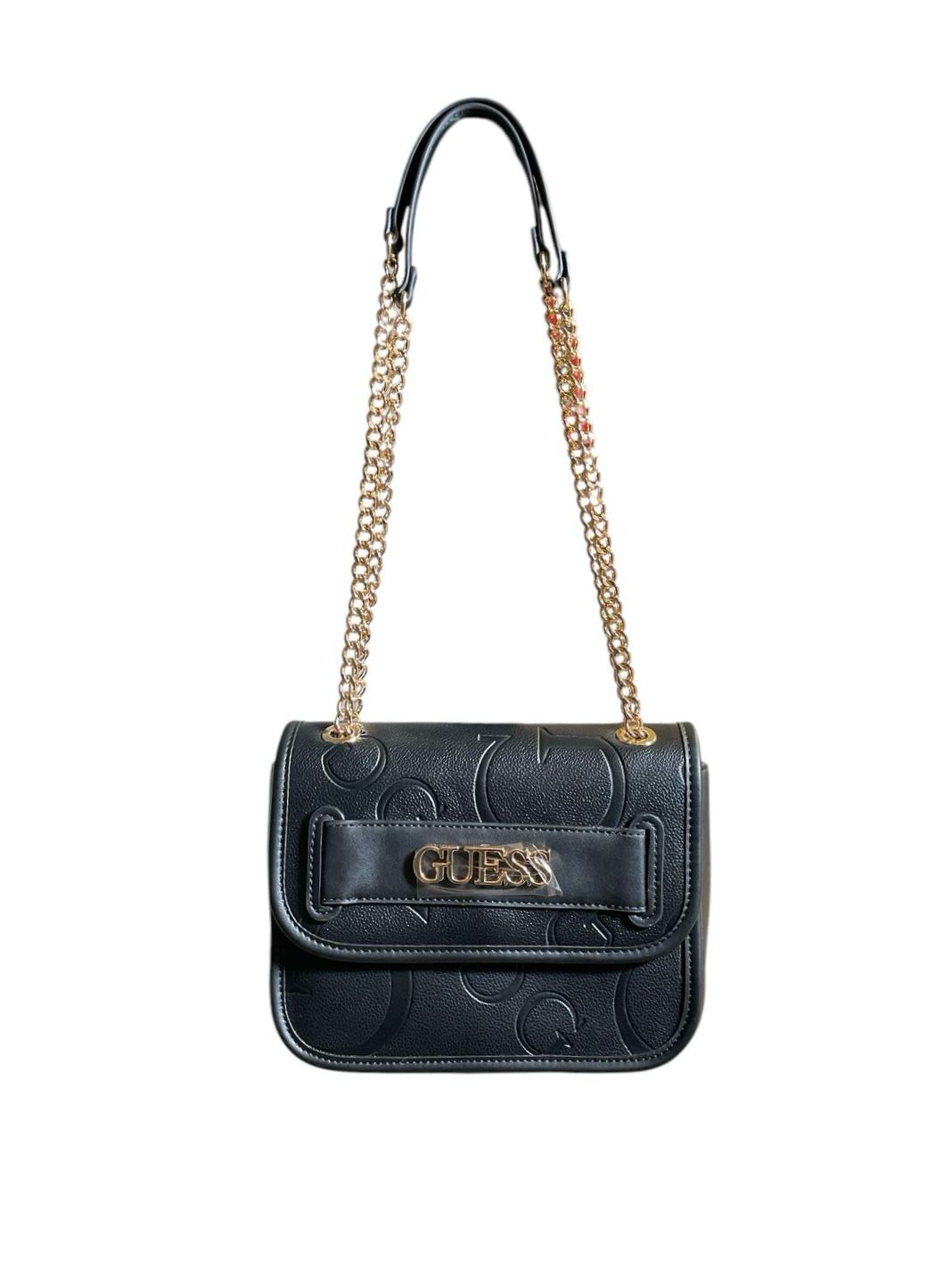 BOLSO GUESS NEGRA CON CADENA DORADA - ELEGANCIA Y ESTILO