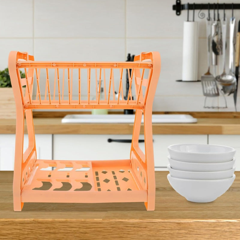 Escurridor de 2 niveles de plástico sin bandeja