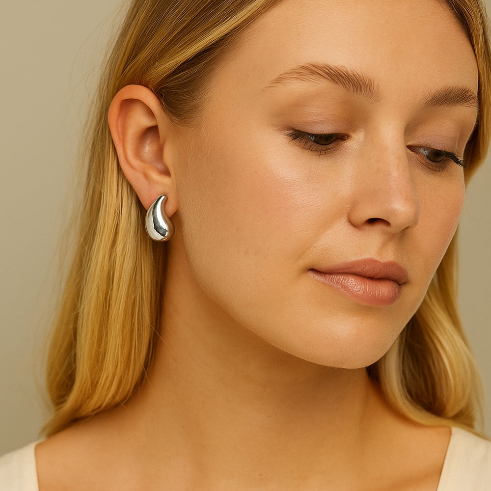 ARETES GOTA DORADO Y PLATEADO