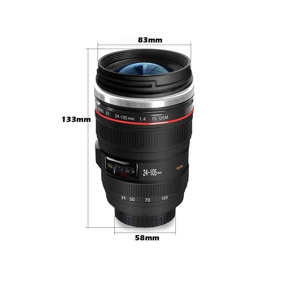 Termo en forma de lente de cámara reflex