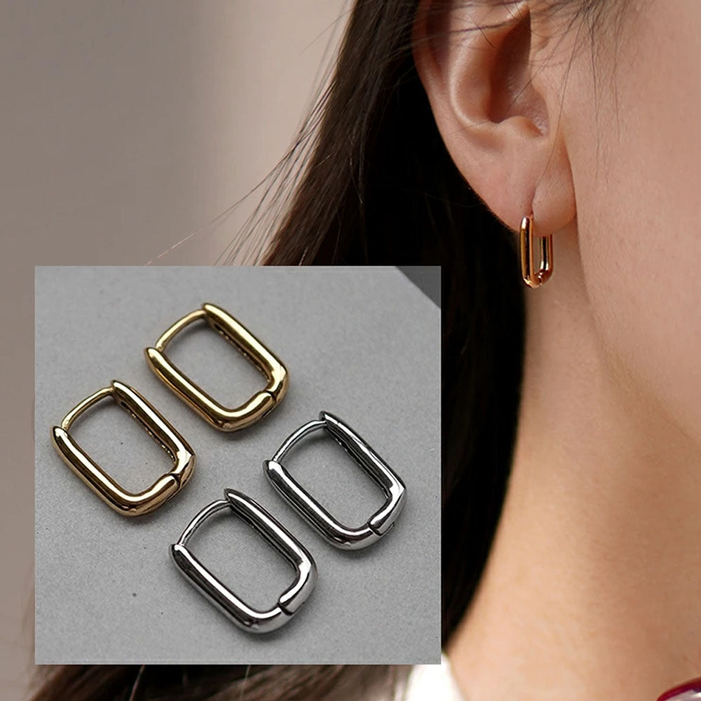 Aretes cuadrados dorado y plateado