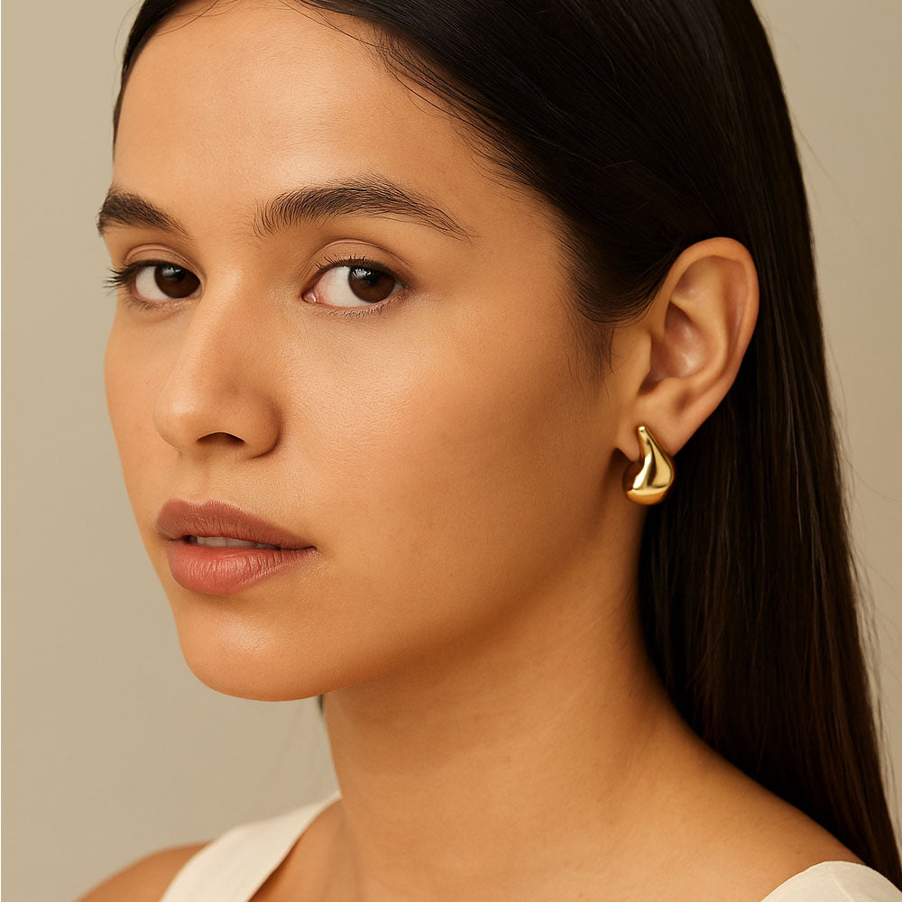 ARETES GOTA DORADO Y PLATEADO