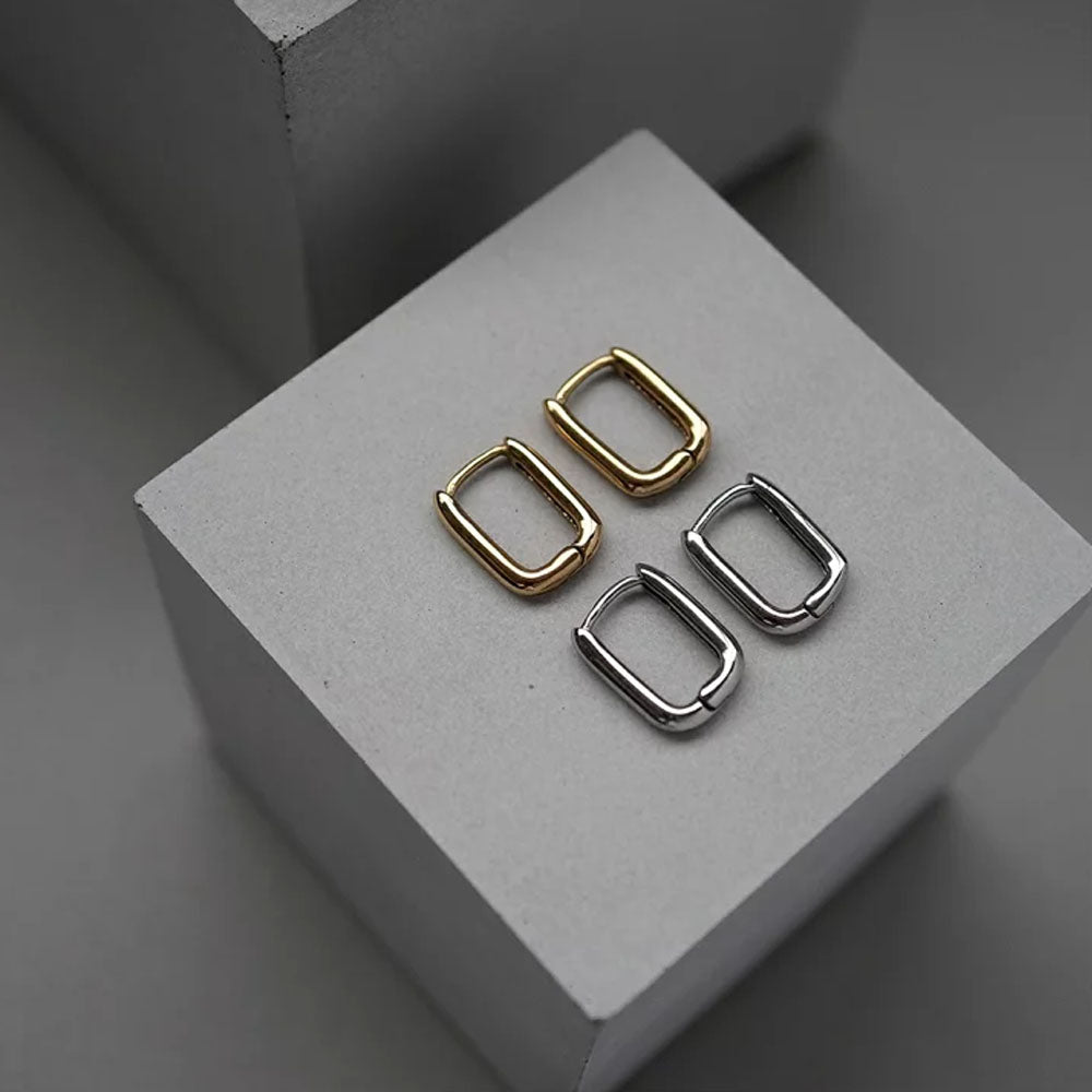 Aretes cuadrados dorado y plateado