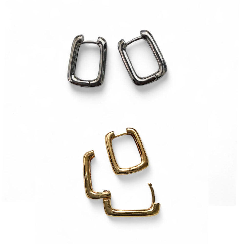 Aretes cuadrados dorado y plateado